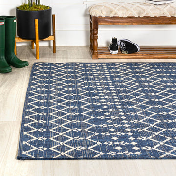 Ourika Moroccan Geometric Textured Weave Indoor/outdoor Rug